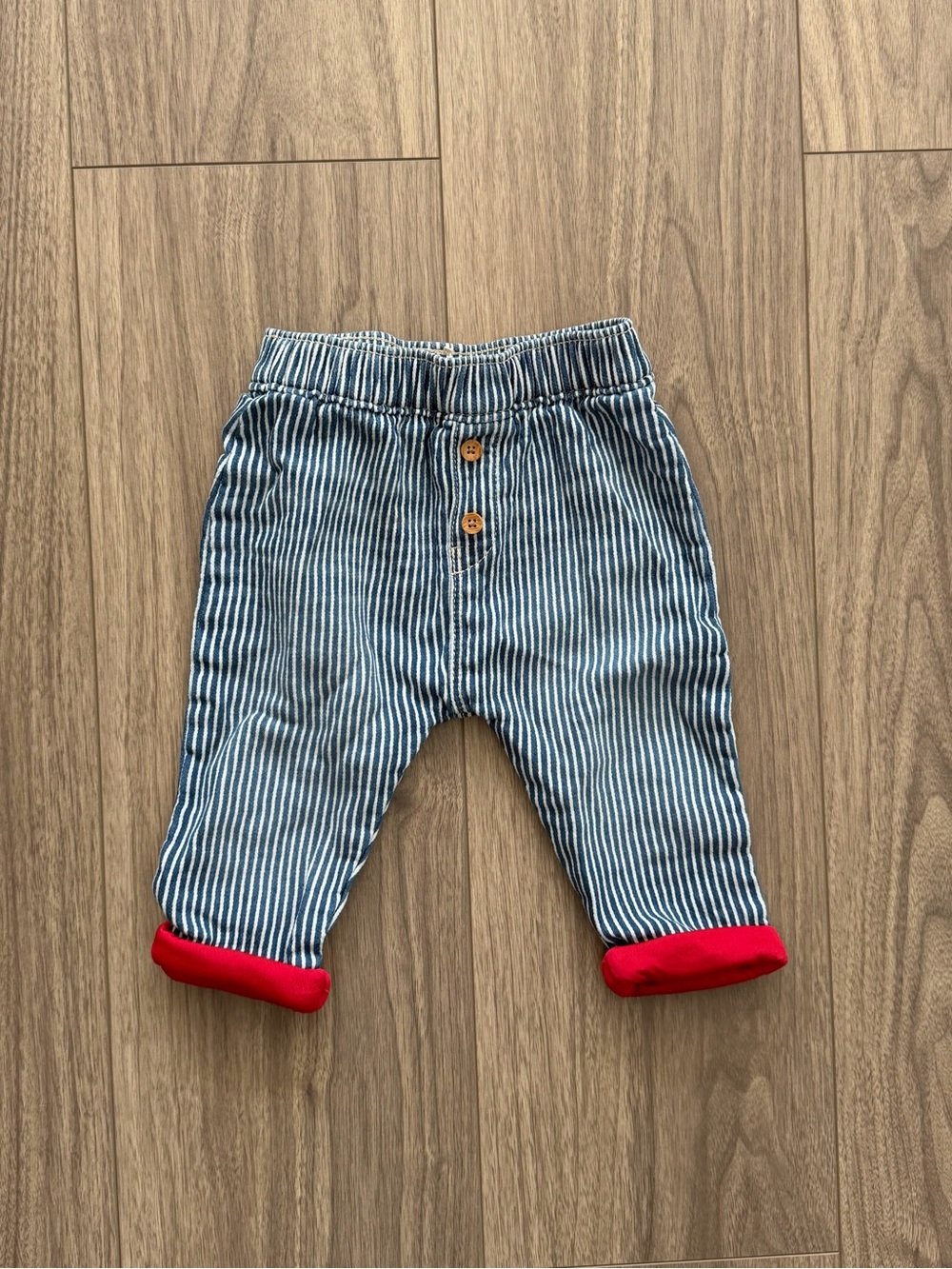 Carter’s Striped Blue Baby Pants with Red Cuff